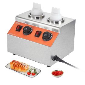 VEVOR Electric Bottle Warmer with Bottles, 0.57x2 Qt Commercial Cheese Dispenser, Hot Fudge Warmer 86-185°F Temp Adjustable