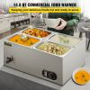 VEVOR 110V Commercial Food Warmer 4x1/4GN, 4-Pan Stainless Steel Bain Marie 14.8 Qt Capacity,1500W Steam Table 15cm/6inch Deep,Temp. Control 86-185