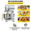 VEVOR Commercial Food Mixer 20Qt 750W 3 Speeds Adjustable 105 180 and 408 RPM Food Processor Heavy Duty with Stainless Steel Bowl Dough Hooks Whisk Be
