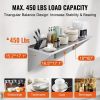 VEVOR 18" x 60" Stainless Steel Shelf, Wall Mounted Floating Shelving with Brackets, 450 lbs Load Capacity Commercial Shelves