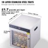 VEVOR Electric Food Dehydrator Machine, 800W Electric Food Dryer, 10 Stainless Steel Trays, with Digital Adjustable Timer & Temperature for Jerky