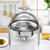 SOGA 4X 6L Stainless Steel Chafing Food Warmer Catering Dish Round Roll Top