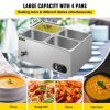 VEVOR 110V Commercial Food Warmer 4x1/4GN, 4-Pan Stainless Steel Bain Marie 14.8 Qt Capacity,1500W Steam Table 15cm/6inch Deep,Temp. Control 86-185