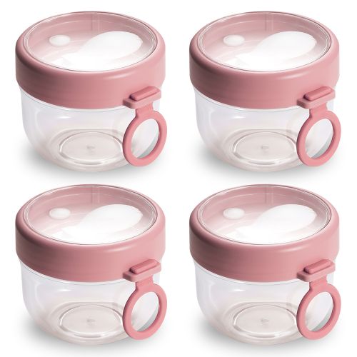 4Pcs Overnight Oats Containers with Lids and Folding Spoons 20OZ Portable Leak-proof Oats Jar For Milk Vegetable and Fruit Salad Yogurt Breakfast Cere