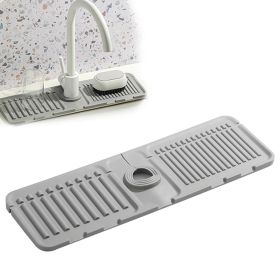 Kitchen Sink Splash Guard - Silicone Faucet Handle Drip Catcher Tray Behind Faucet, Kitchen Gadgets Sink Accessories for Kitchen Counter and Bathroom (Color: grey)